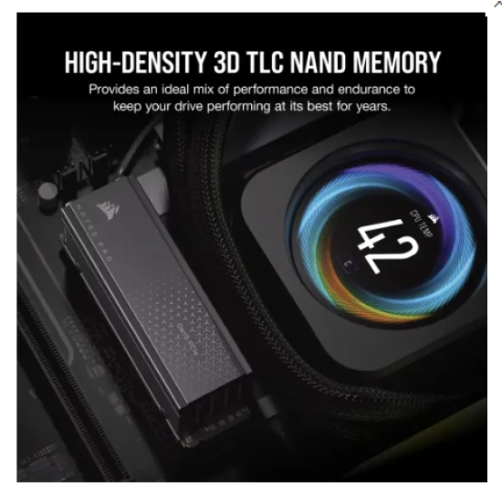 Corsair MP700 PRO 1TB PCIe Gen5 NVMe 2.0 M.2 SSD With DRAM & Air Cooler