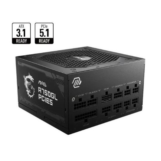 MSI MAG A750GL PCIE5 750W 80 Plus Gold Full Modular Power Supply