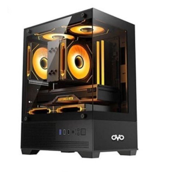 OVO CC219501-B 3X-ARGB Infinity Fan Ice Cube Button Control Mini-Tower Gaming Case