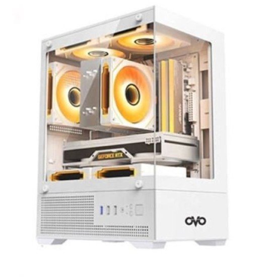 OVO CC219501-W 3X-ARGB Infinity Fan Ice Cube Button Control Gaming Case (WHITE)