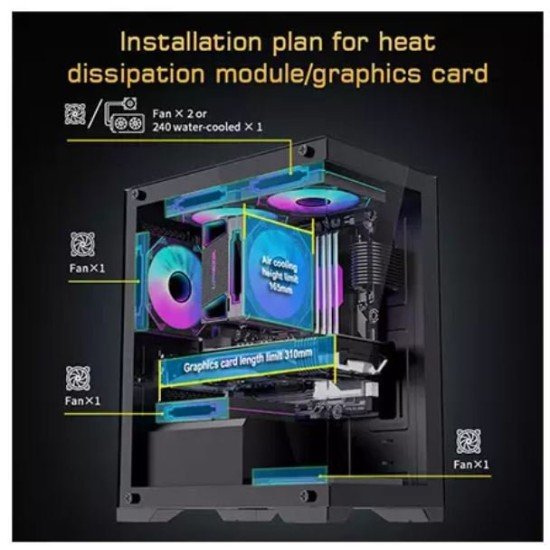 OVO CC4315-B ARGB Infinity Fan Ice Gaming Case (Black)
