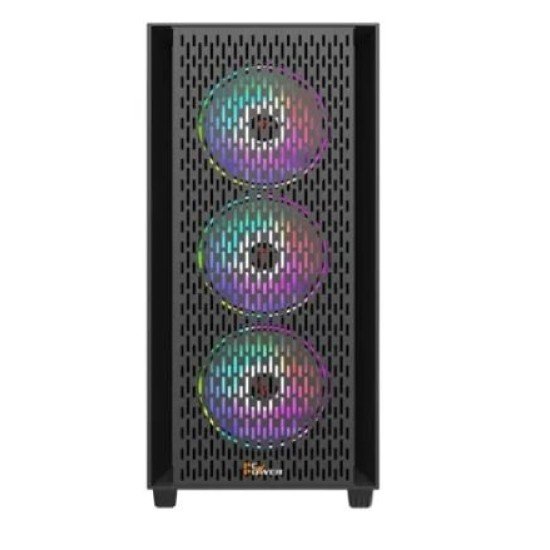 PC Power Flow Dark Mesh Mid Tower ATX Gaming Casing