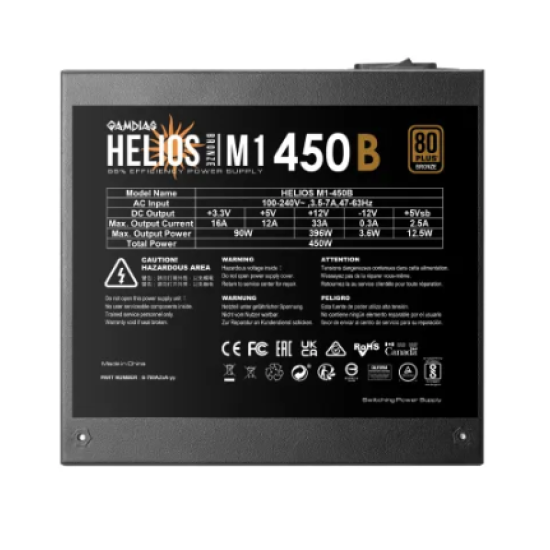 Gamdias HELIOS M1-450B 450W 80 Plus Bronze Power Supply